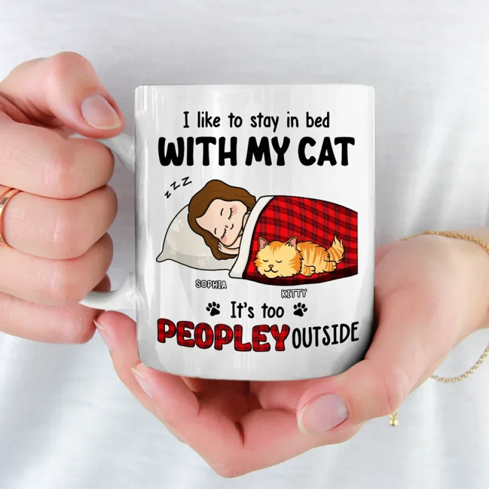I Like To Stay In Bed With My Pets - Dog & Cat Personalized Custom Mug - Gift For Pet Owners, Pet Lovers - Image 3