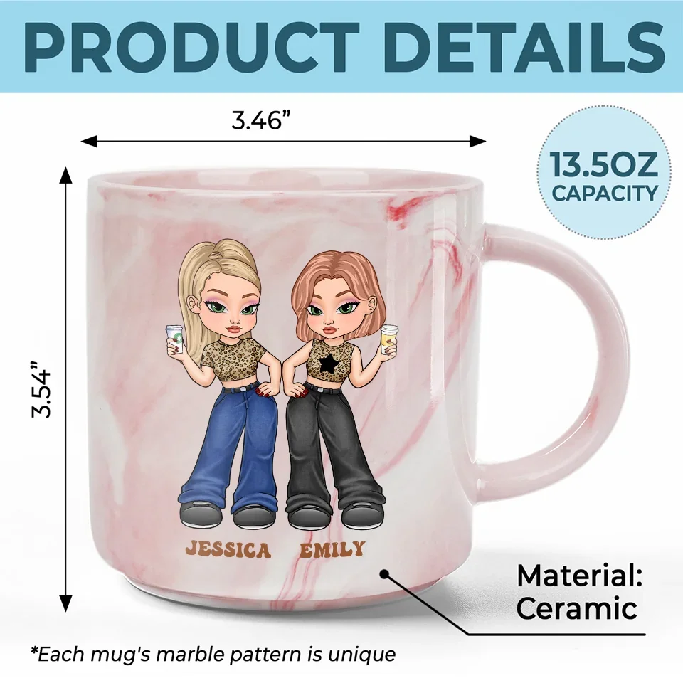 I Love My Crazy Best Friends - Bestie Personalized Custom Marble Mug - Gift For Best Friends, BFF, Sisters - Image 5
