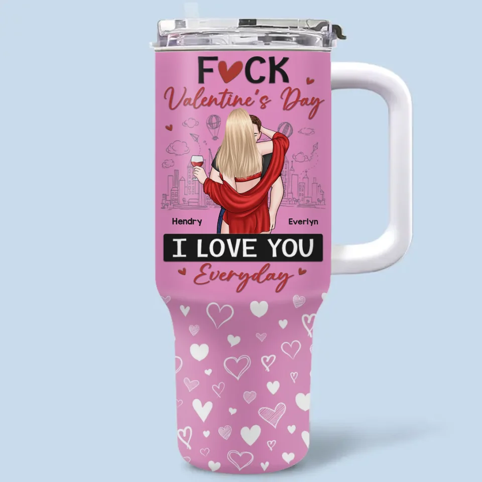I Love You Everyday - Couple Personalized Custom 40 Oz Stainless Steel Tumbler With Handle - Valentine Gift For Husband Wife, Anniversary - Image 2