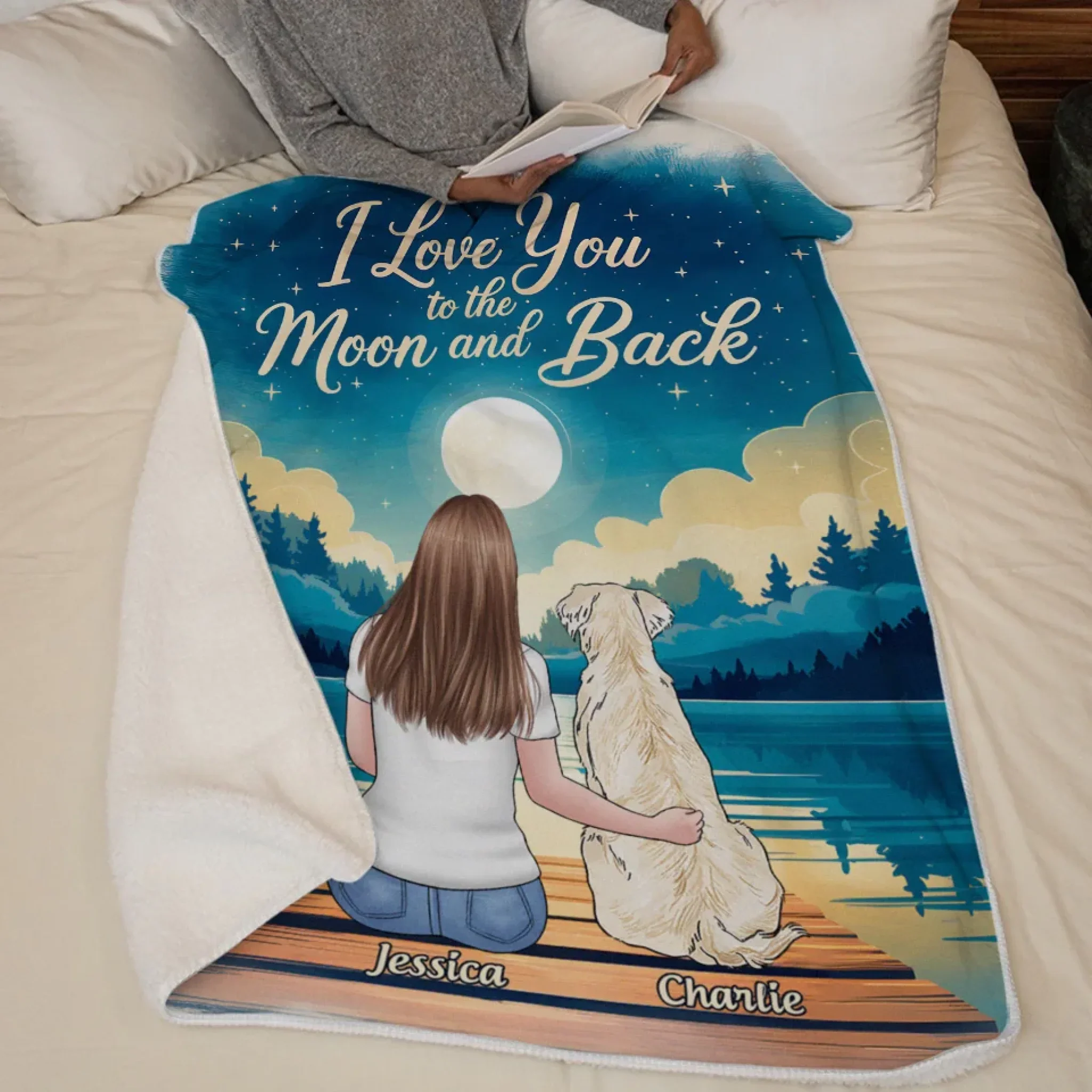 I Love You To The Moon And Back - Dog & Cat Personalized Custom Blanket - Gift For Pet Owners, Pet Lovers - Image 5