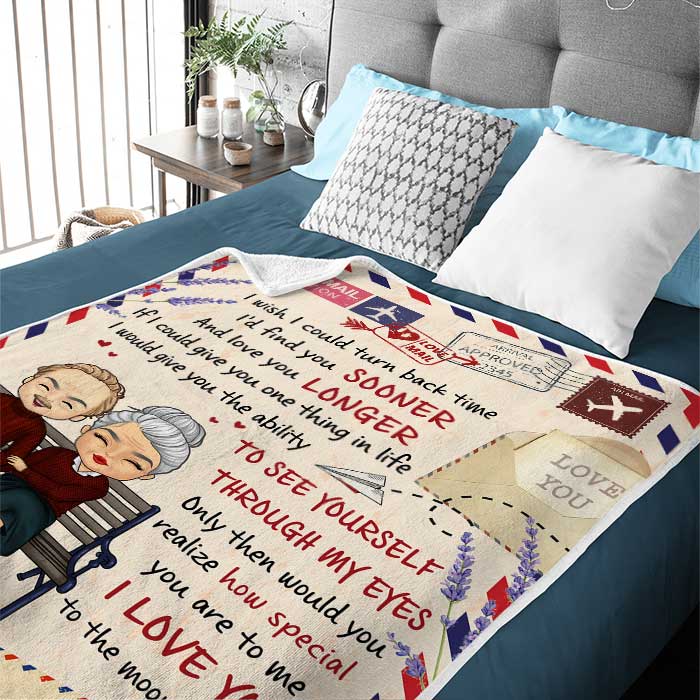 I Love You To The Moon And Back - Gift For Couples, Personalized Blanket - Image 2