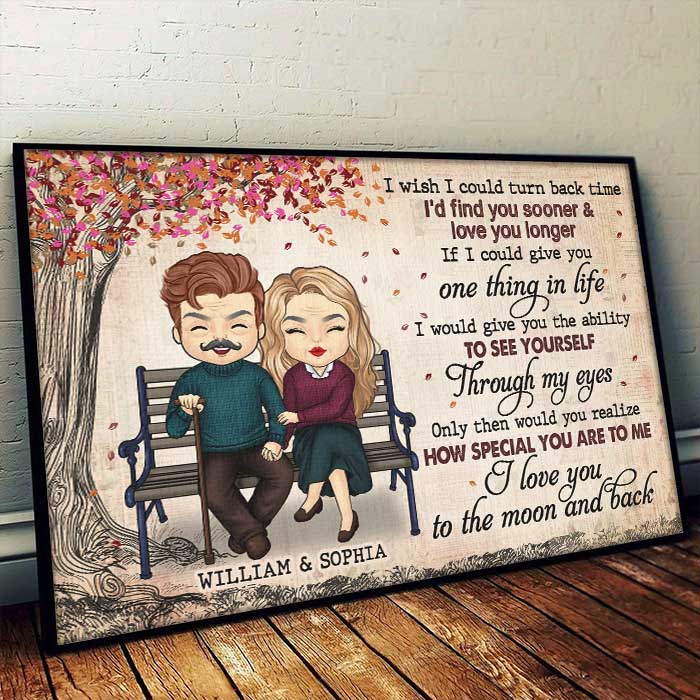 I Love You To The Moon And Back - Gift For Couples, Personalized Horizontal Poster - Image 4