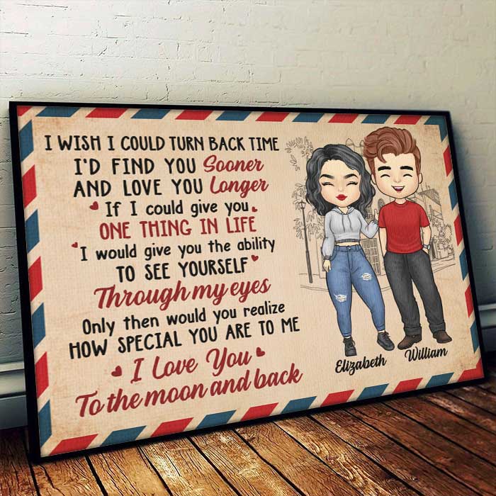 I Love You To The Moon And Back - Gift For Couples, Personalized Horizontal Poster - Image 2