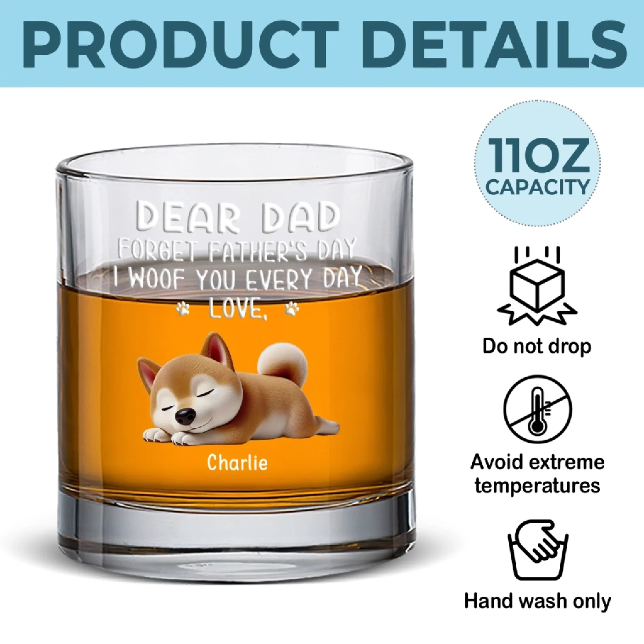I Wag My Tail For You Every Day, Dad - Dog Personalized Custom Whiskey Glass - Father's Day, Gift For Pet Owners, Pet Lovers - Image 5