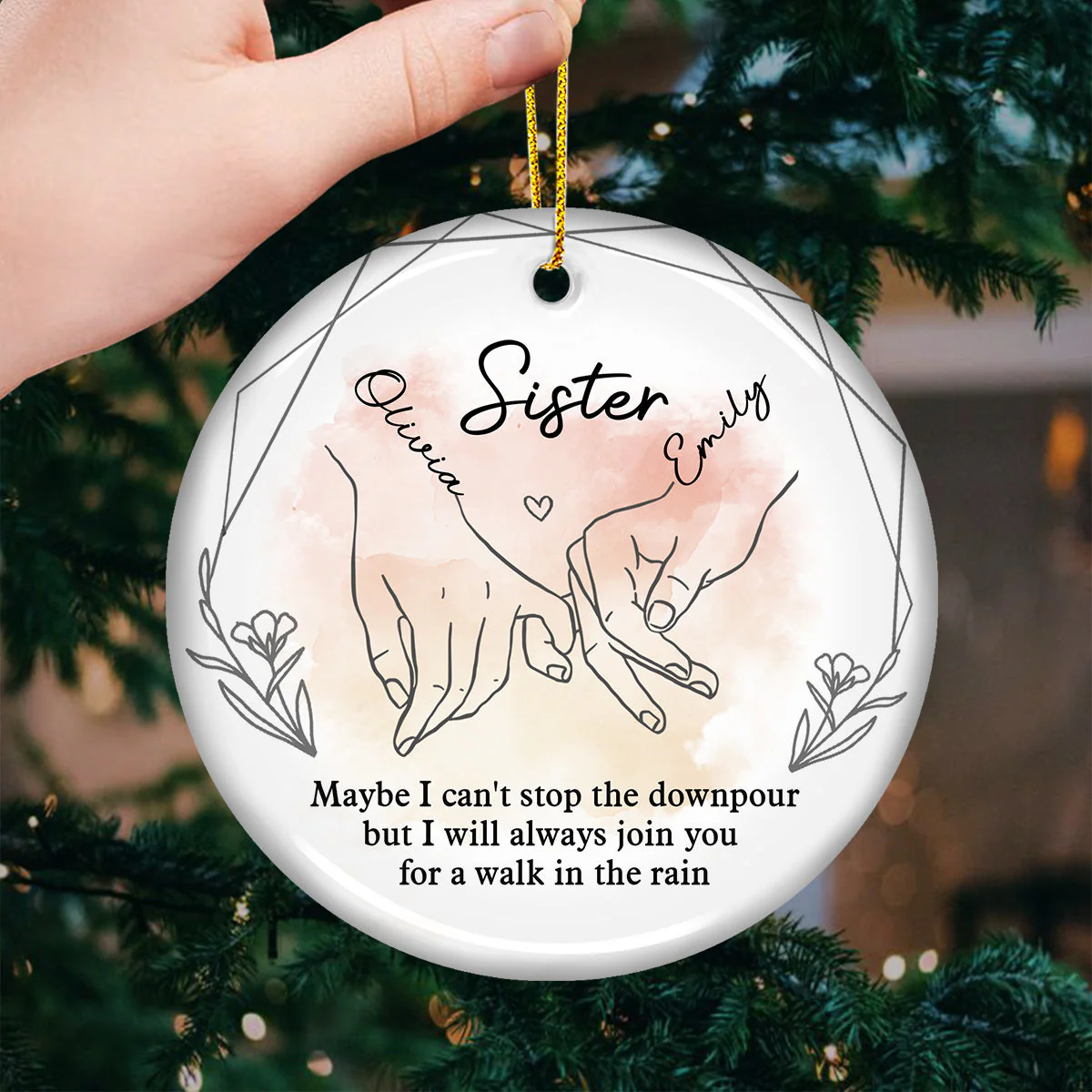 I Will Always Be There - Bestie Personalized Custom Ornament - Ceramic Round Shaped - Christmas Gift For Best Friends, BFF, Sisters - Image 2