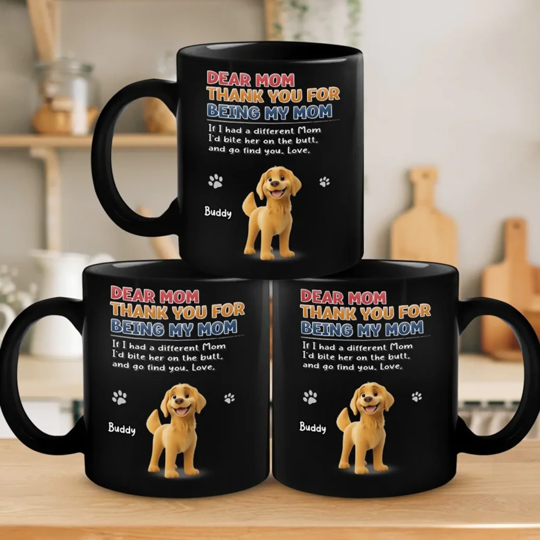 I Woof You, Now Gimme Treats - Dog Personalized Custom Black Mug - Gift For Pet Owners, Pet Lovers - Image 4