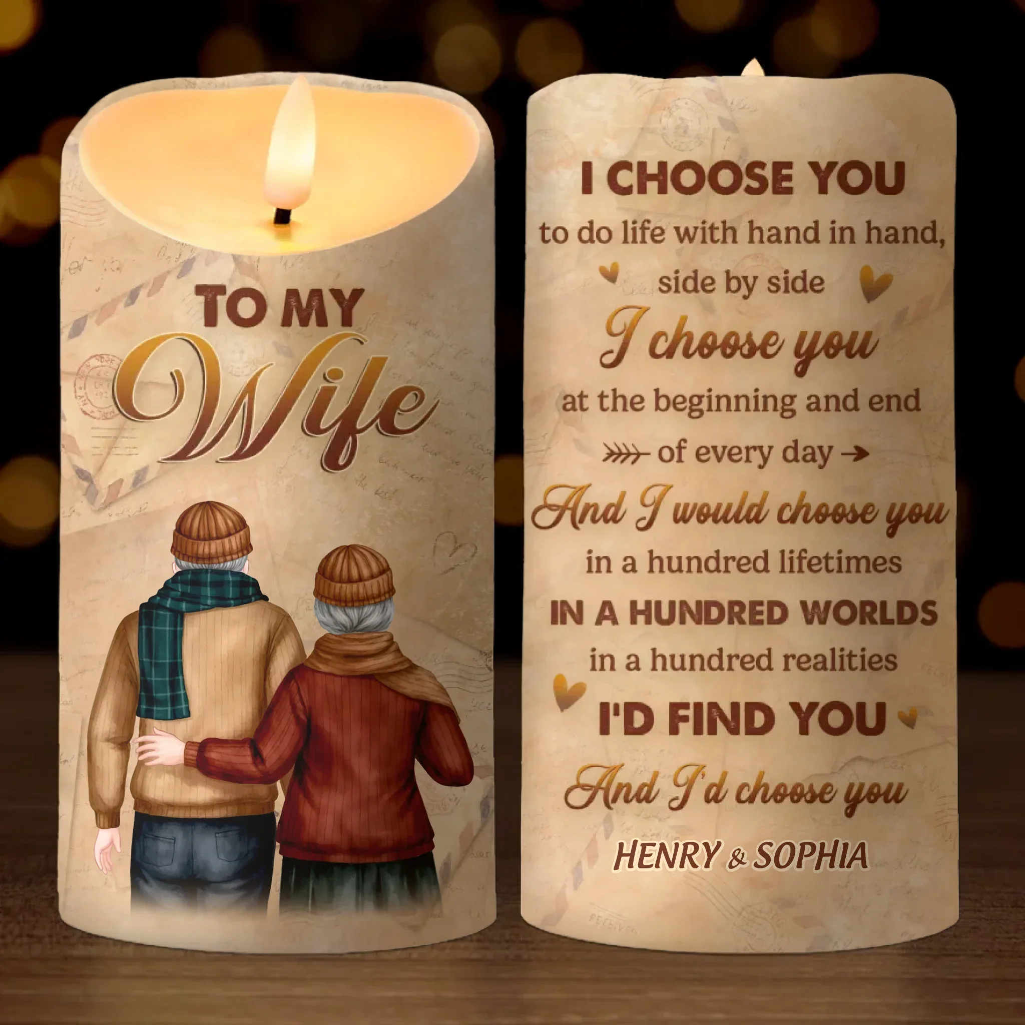 I'd Find You And I'd Choose You - Couple Personalized Custom LED Candle - Gift For Husband Wife, Anniversary - Image 2