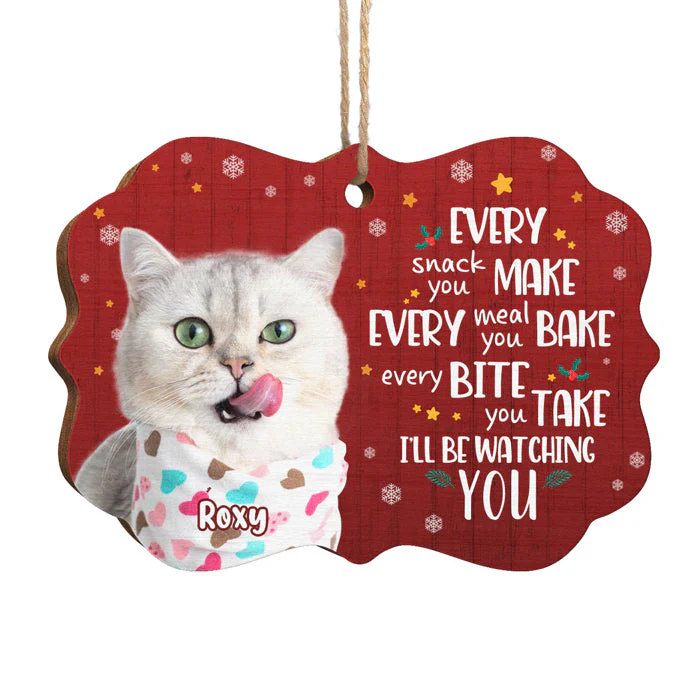 I'll Be Watching You - Personalized Custom Benelux Shaped Wood Photo Christmas Ornament - Upload Image, Gift For Pet Lovers, Christmas Gift - Image 2