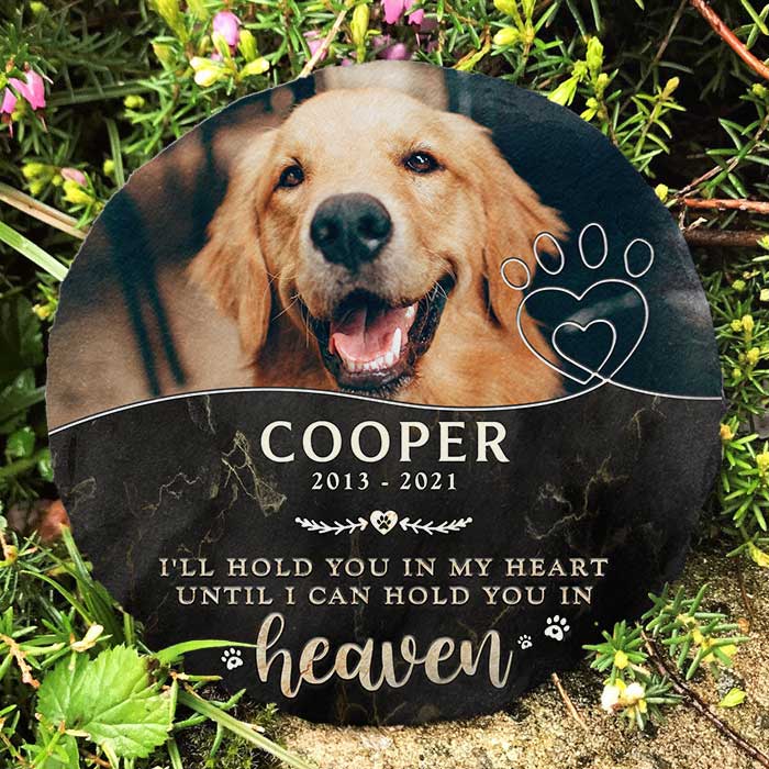 I'll Hold You In My Heart - Personalized Memorial Stone, Pet Grave Marker - Upload Image, Memorial Gift, Sympathy Gift - Image 2