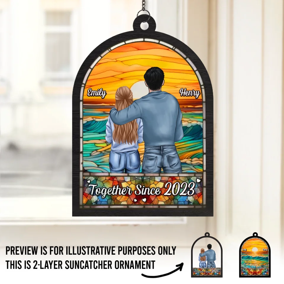 I'll Stop The World And Melt With You - Couple Personalized Window Hanging Suncatcher - Gift For Husband Wife, Anniversary - Image 2