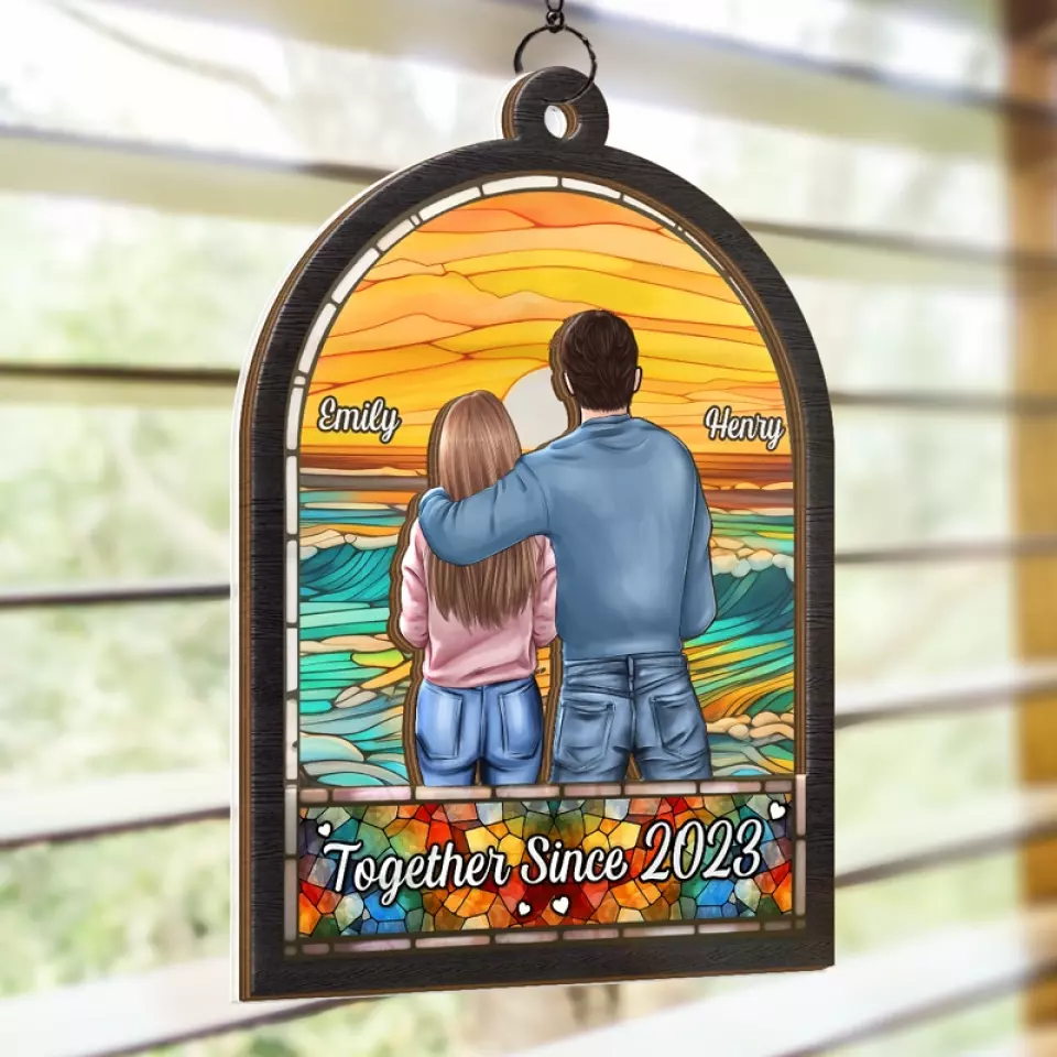 I'll Stop The World And Melt With You - Couple Personalized Window Hanging Suncatcher - Gift For Husband Wife, Anniversary - Image 5