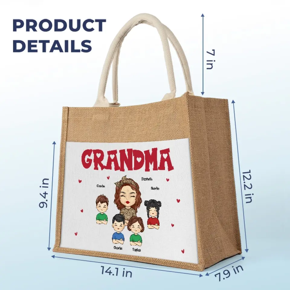 I'm A Professional Grandma - Family Personalized Custom Tote Gift Bags, Jute Tote Bags, Beach Bags - Gift For Mom, Grandma - Image 5