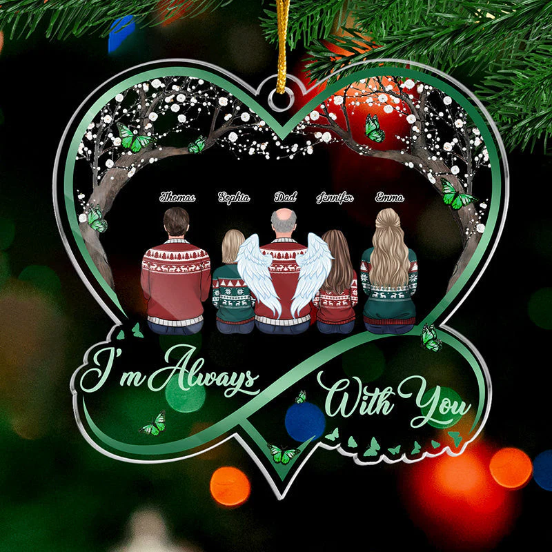 I'm Always With You - Memorial Personalized Custom Ornament - Acrylic Infinity Heart Shaped - Christmas Gift, Sympathy Gift For Family Members - Image 2