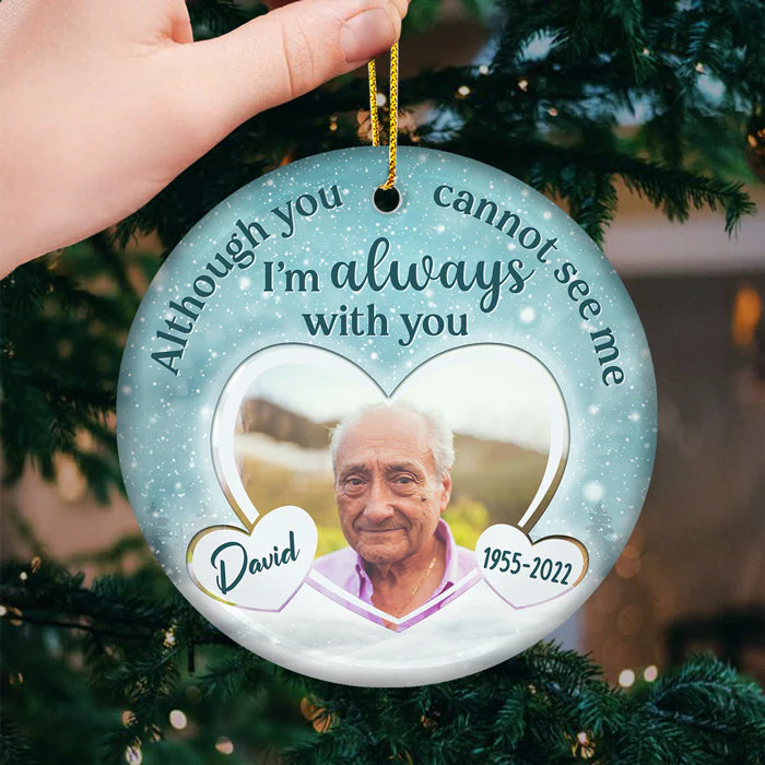 I'm Always With You - Memorial Personalized Custom Ornament - Ceramic Round Shaped - Upload Image, Sympathy Gift, Christmas Gift For Family - Image 2
