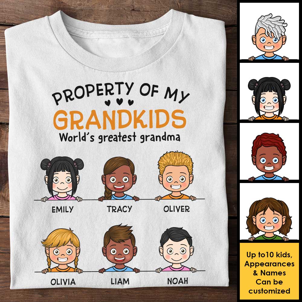 Property Of My Grandkids And World's Greatest Grandma - Gift For Grandma, Personalized Unisex T-shirt, Hoodie - Image 3