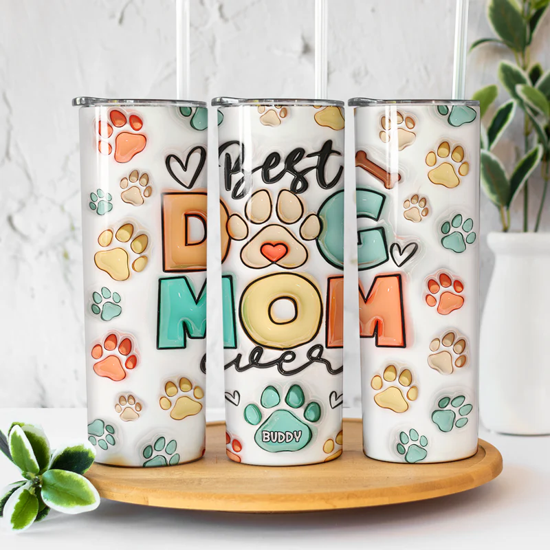 I'm The Best Dog Mom Cat Mom Ever - Dog & Cat Personalized Custom Inflated Skinny Tumbler - Gift For Pet Owners, Pet Lovers - Image 2