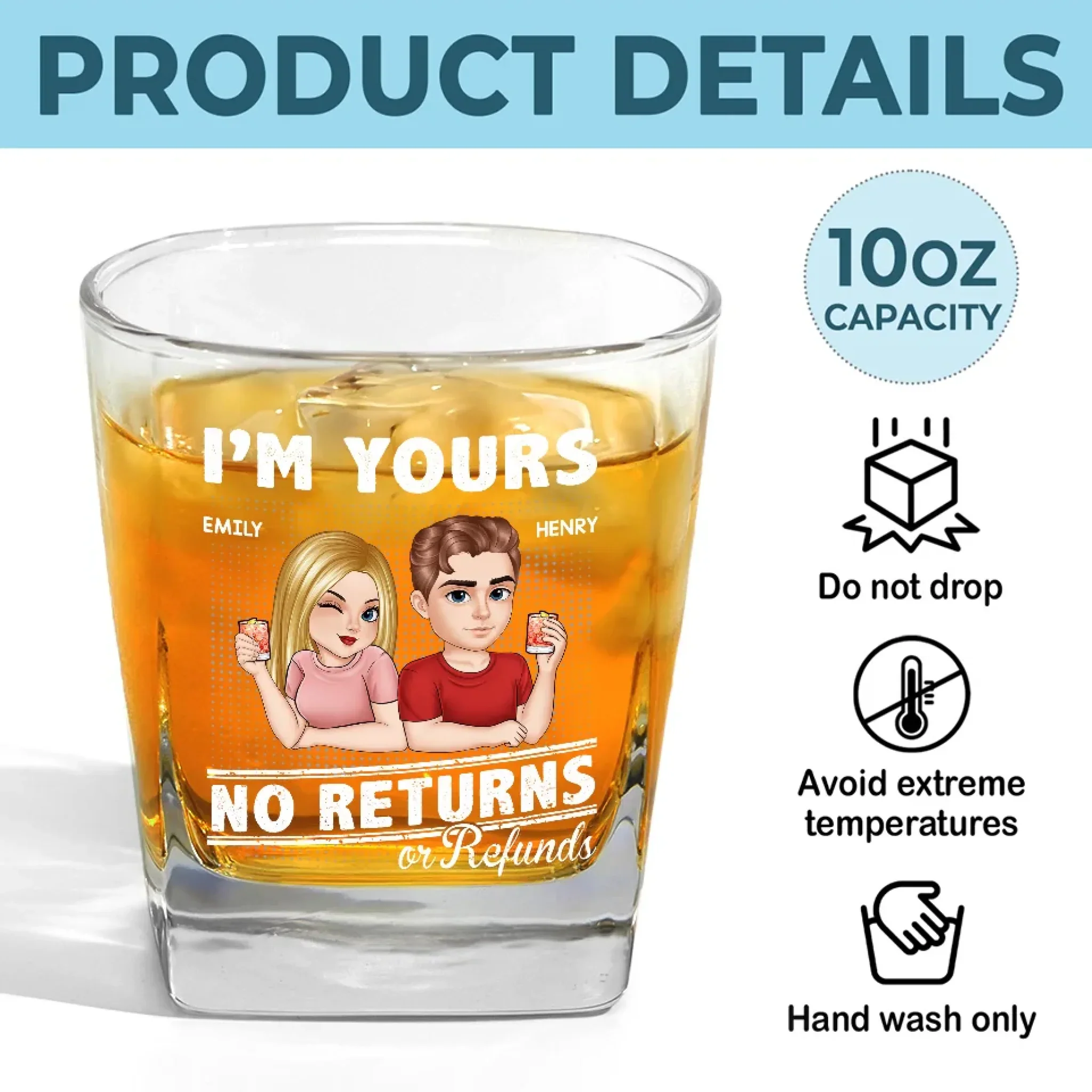 I'm Your Everything And You’re Mine - Couple Personalized Custom Square Whiskey Glass - Gift For Husband Wife, Anniversary - Image 5