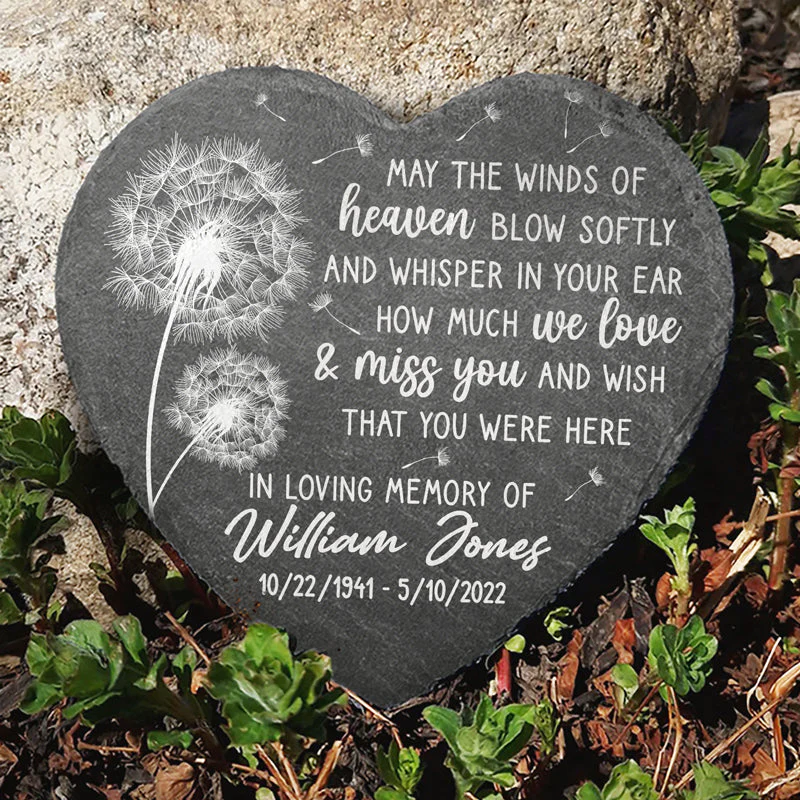 In Loving Memory Of - Memorial Personalized Custom Heart Shaped Memorial Stone - Sympathy Gift For Family Members - Image 4
