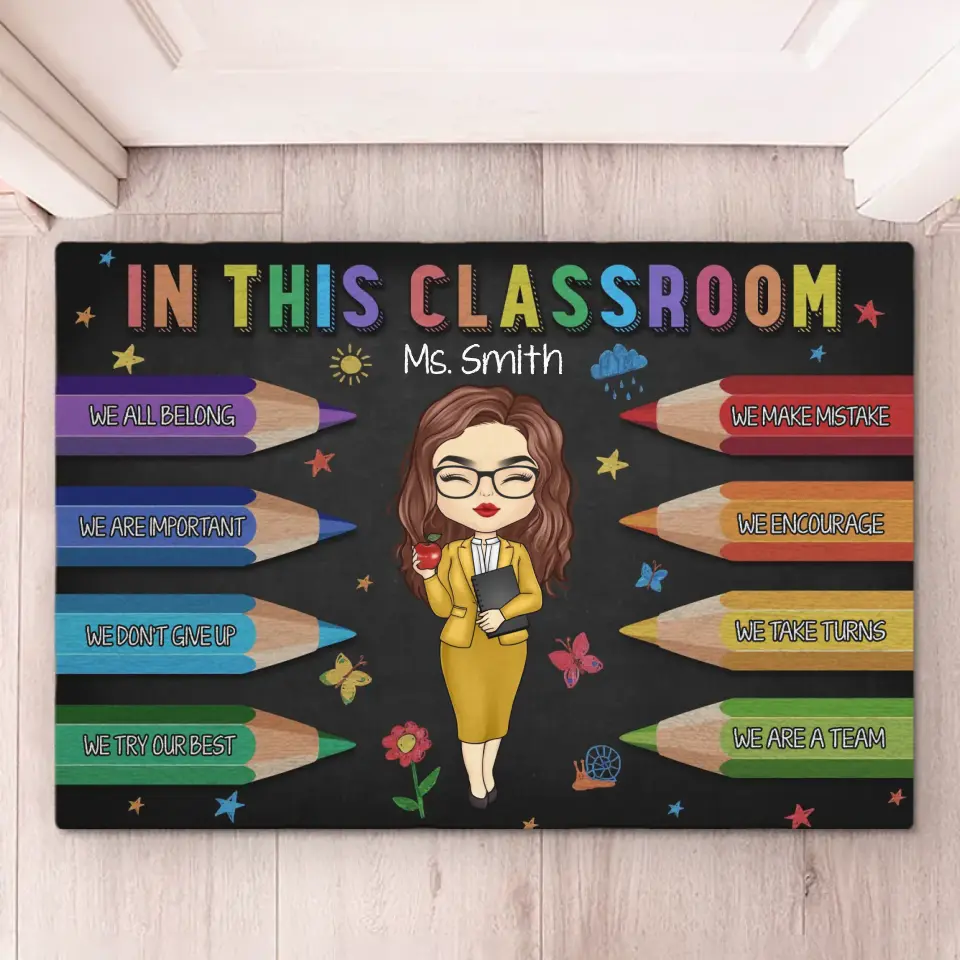 In This Classroom We Are A Team - Teacher Personalized Custom Home Decor Decorative Mat - House Warming Gift For Teacher - Image 5