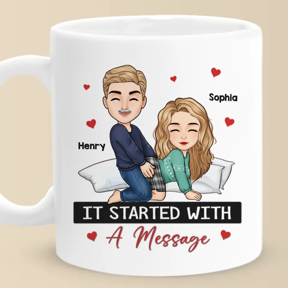It Started With A Message - Couple Personalized Custom Mug - Christmas Gift For Husband Wife, Anniversary - Image 2