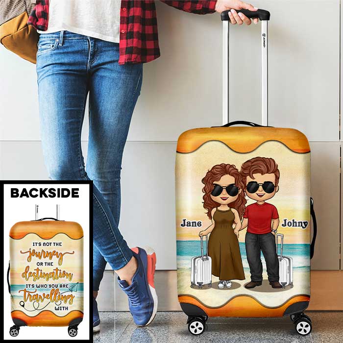 It's Not The Journey It's Who You Are Travelling With - Gift For Couples, Husband Wife - Personalized Luggage Cover - Image 2