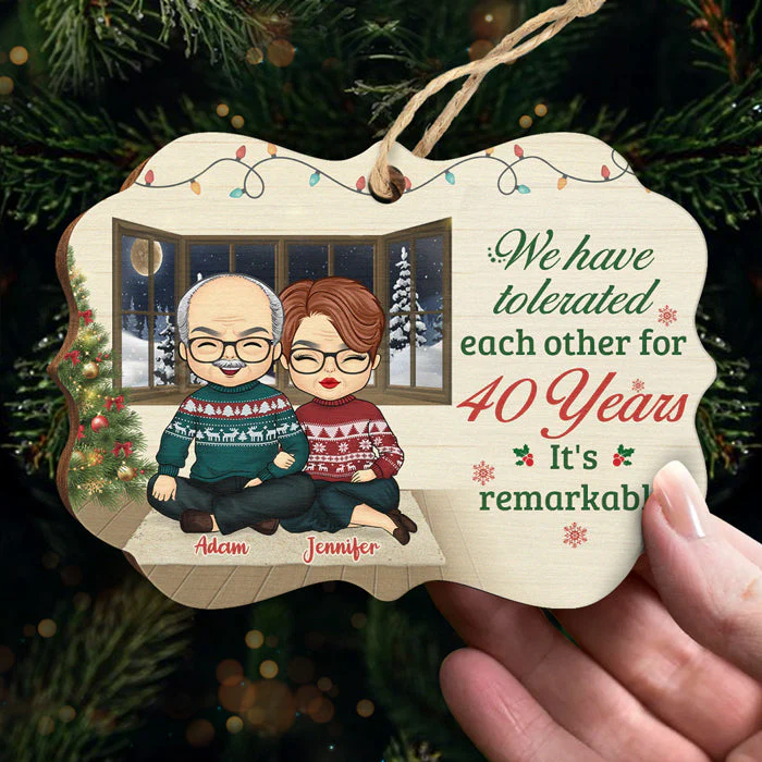 It's Remarkable We Have Tolerated Each Other - Personalized Custom Benelux Shaped Wood Christmas Ornament - Gift For Couple, Husband Wife, Anniversary, Engagement, Wedding, Marriage Gift, Christmas Gift - Image 3