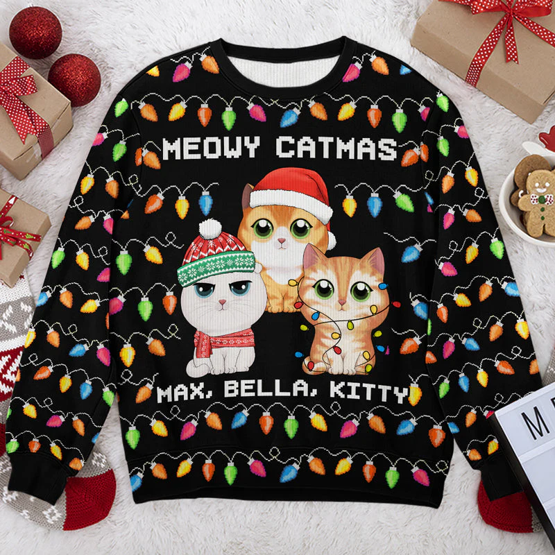 It's The Most Beautiful Time Of Year - Cat Personalized Custom Ugly Sweatshirt - Unisex Wool Jumper - Christmas Gift For Pet Owners, Pet Lovers