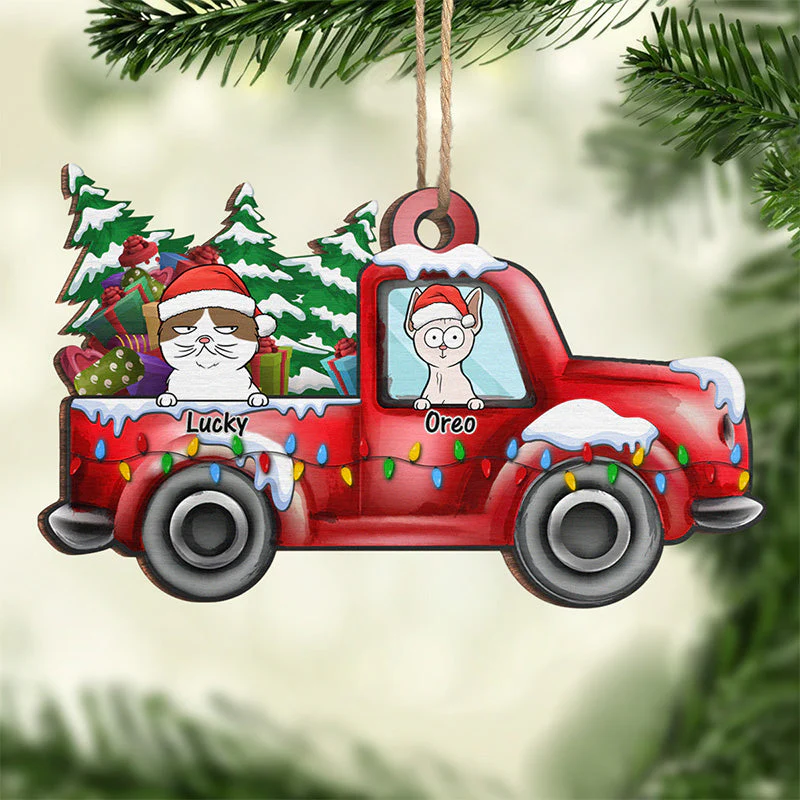 It's The Most Wonderful Time Of The Year - Cat Personalized Custom Ornament - Wood Car Shaped - Christmas Gift For Pet Owners, Pet Lovers - Image 3