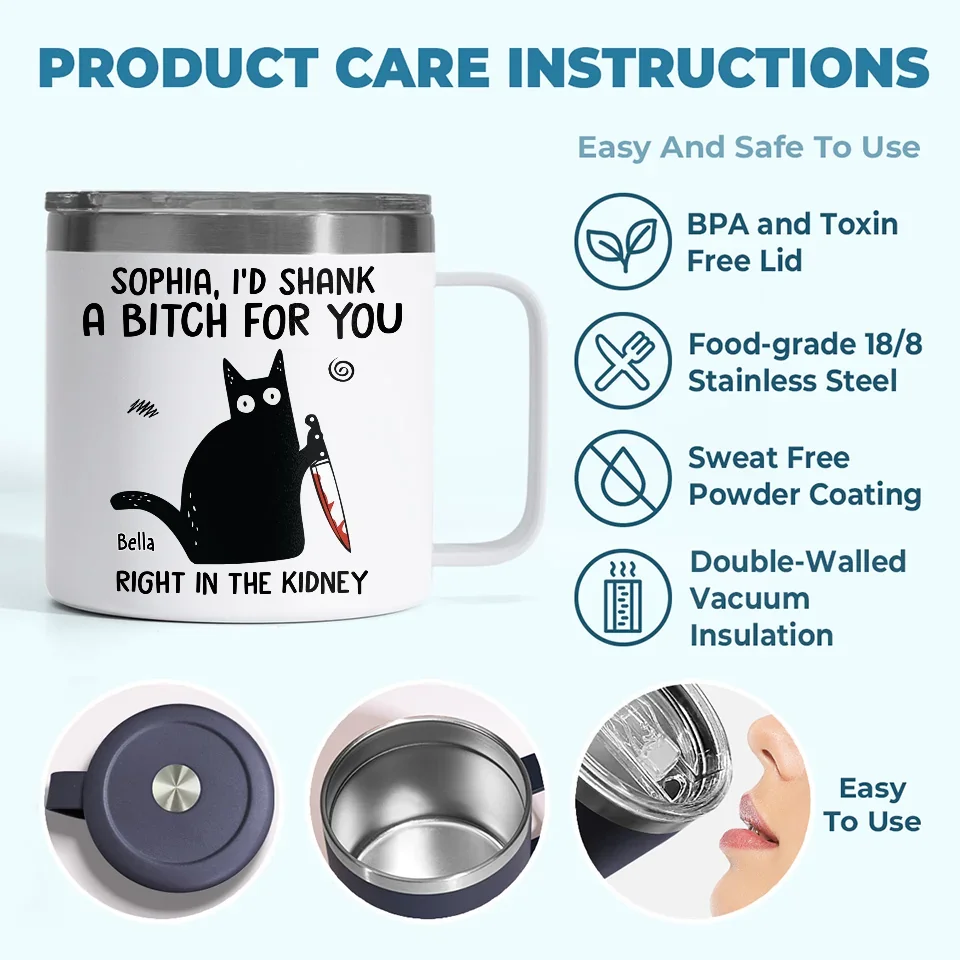 I've Got Your Back, No Matter What - Funny Personalized Custom 14oz Stainless Steel Tumbler With Handle - Christmas Gift For Best Friends, Sisters, Family Members, Coworkers - Image 9