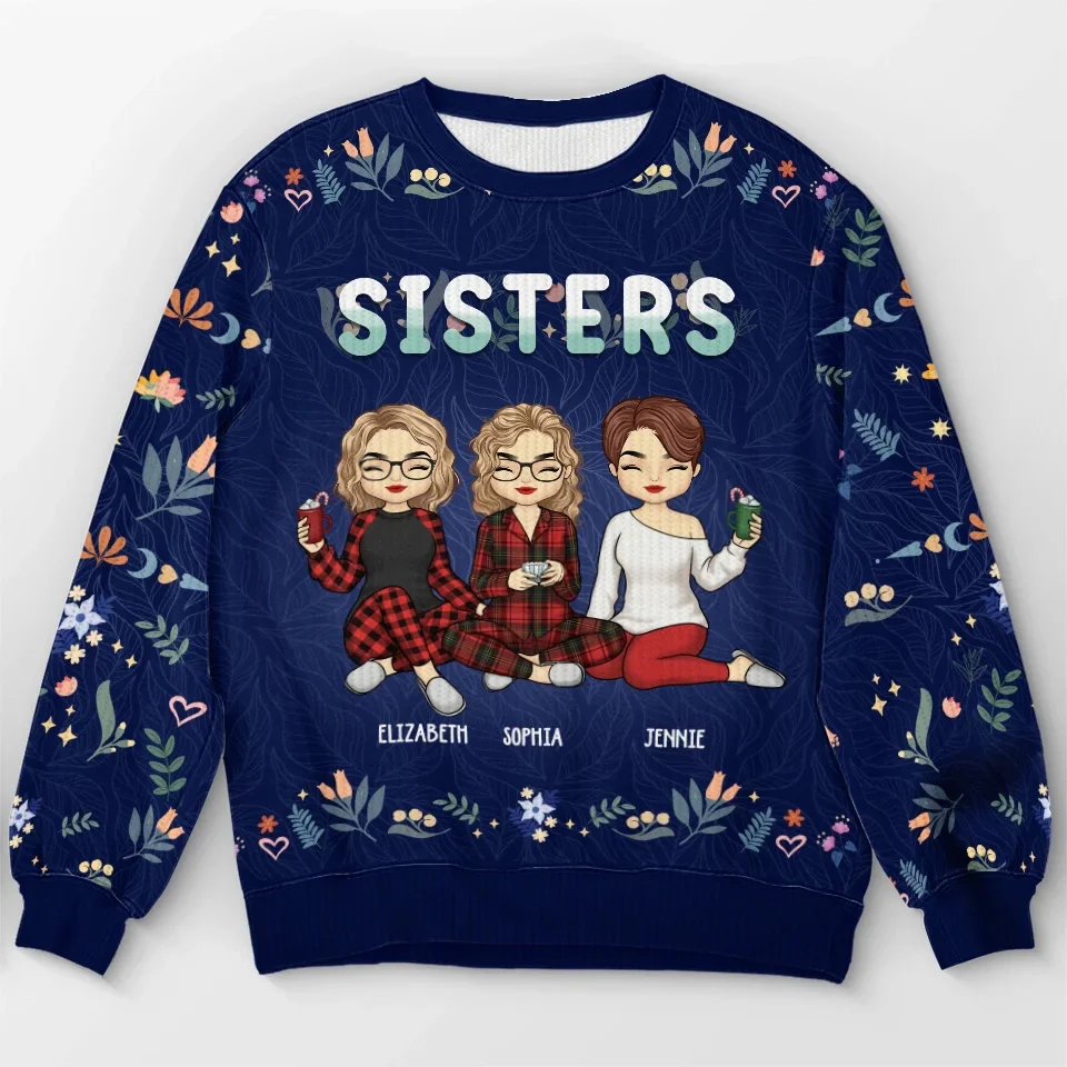 Jingle Ladies Rock - Bestie Personalized Custom Ugly Sweatshirt - Unisex Wool Jumper - Christmas Gift For Best Friends, BFF, Sisters