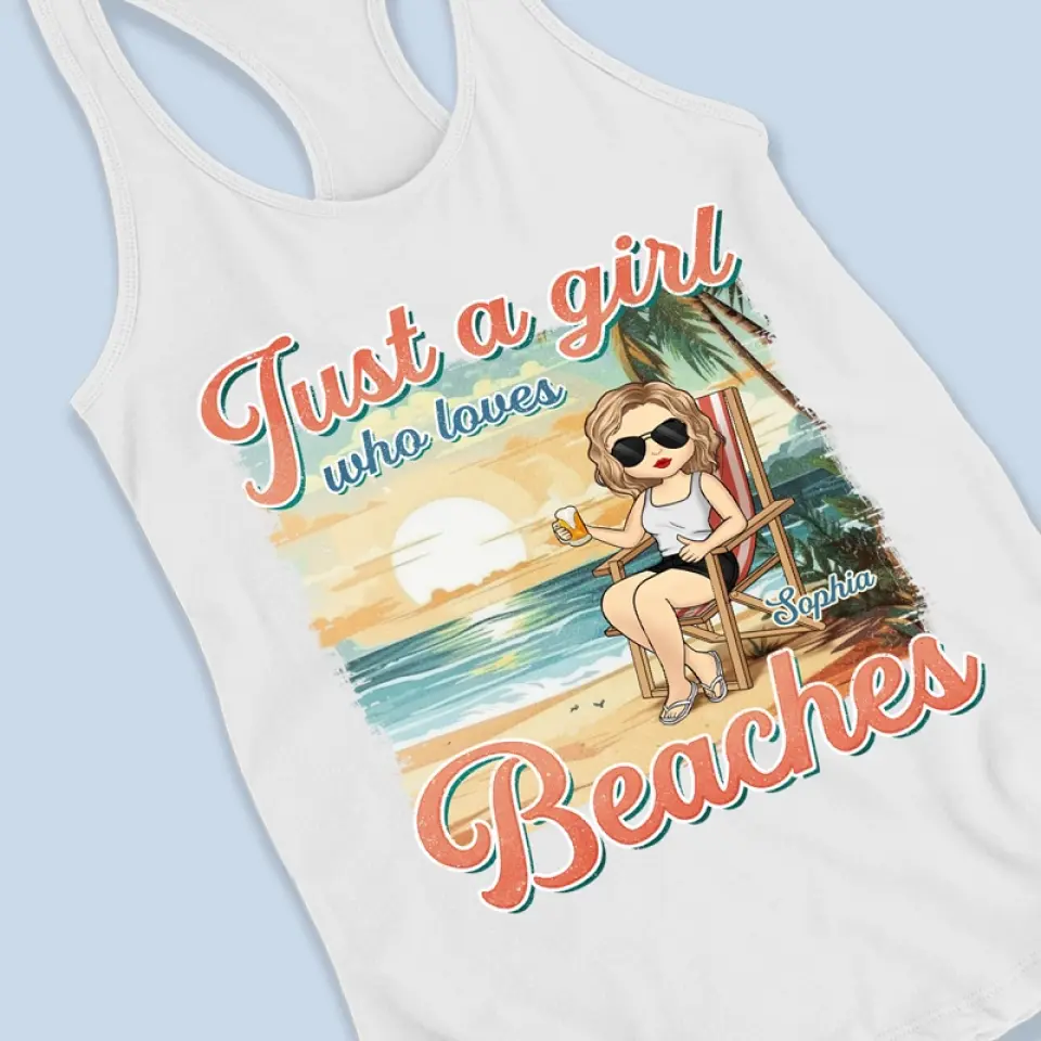 Just A Girl Who Love Summer - Bestie Personalized Custom Racer Back Tank Top - Gift For Best Friends, BFF, Sisters - Image 4