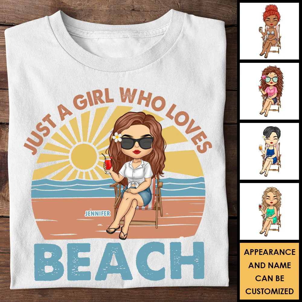 Just A Girl Who Loves Beach - Personalized Unisex T-shirt, Hoodie - Gift For Bestie - Image 3