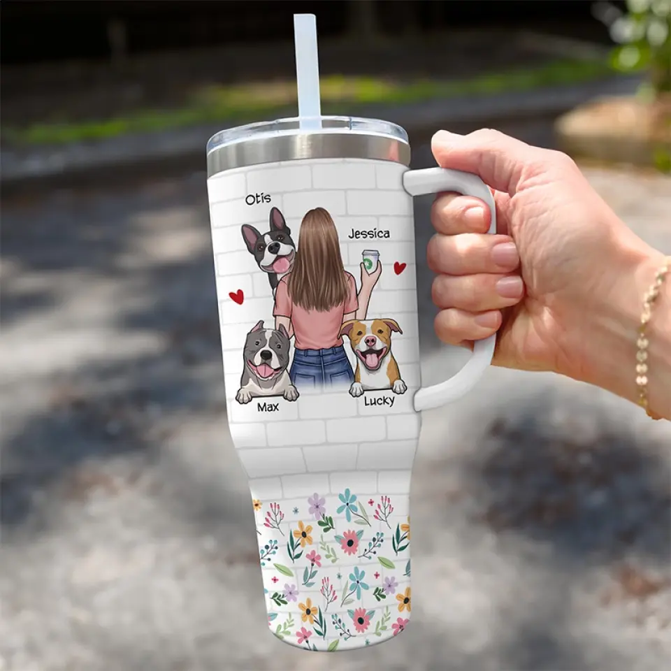 Just A Girl Who Loves Dogs - Dog Personalized Custom 40 Oz Stainless Steel Tumbler With Handle - Gift For Pet Owners, Pet Lovers - Image 3