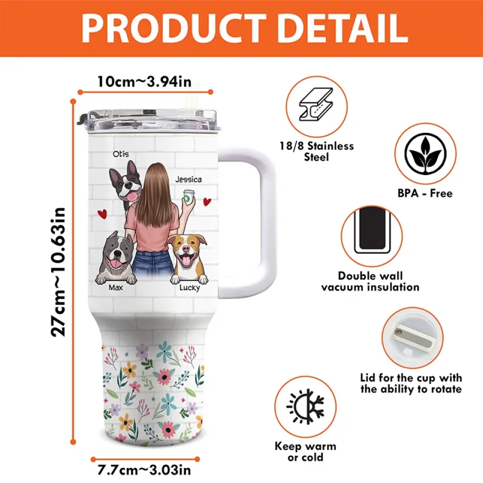 Just A Girl Who Loves Dogs - Dog Personalized Custom 40 Oz Stainless Steel Tumbler With Handle - Gift For Pet Owners, Pet Lovers - Image 4