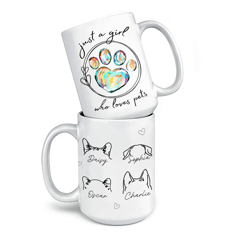 Just A Girl Who Loves Pets - Dog & Cat Personalized Custom Mug - Gift For Pet Owners, Pet Lovers - Image 3