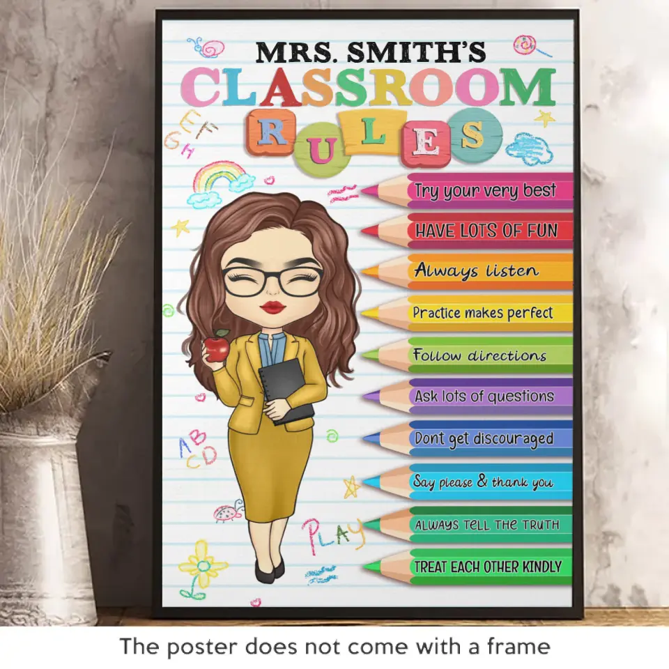 Keep Calm And Follow The Rules - Teacher Personalized Custom Vertical Poster - Gift For Teacher - Image 2