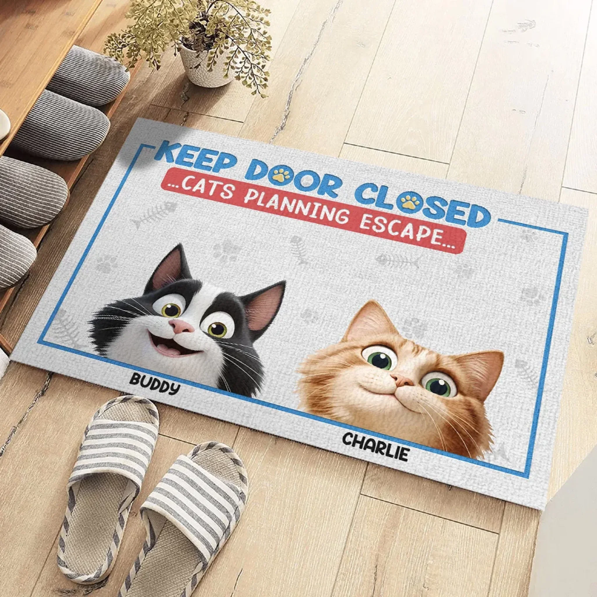 Keep Door Closed, Cat Thinks It’s A Secret Mission		 - Cat Personalized Custom Home Decor Decorative Mat - House Warming Gift For Pet Owners, Pet Lovers - Image 3