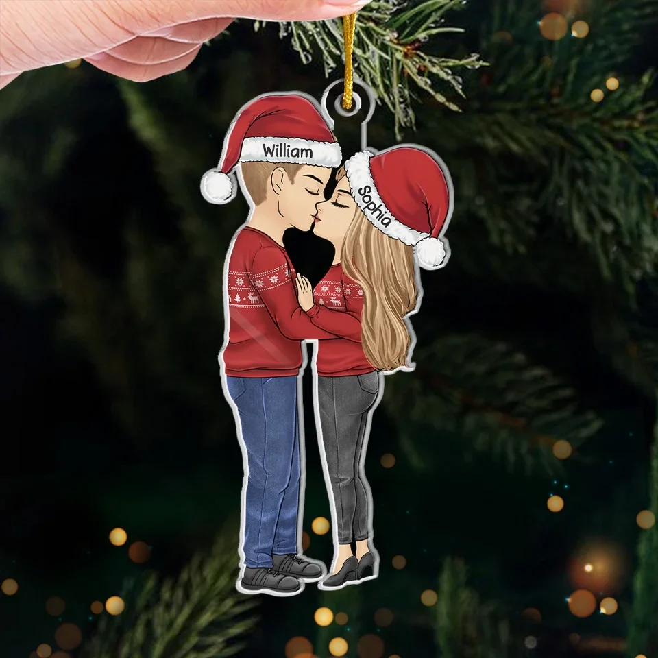 Kisses Are The Best Christmas Gift - Couple Personalized Custom Ornament - Acrylic Custom Shaped - Christmas Gift For Husband Wife, Anniversary - Image 4