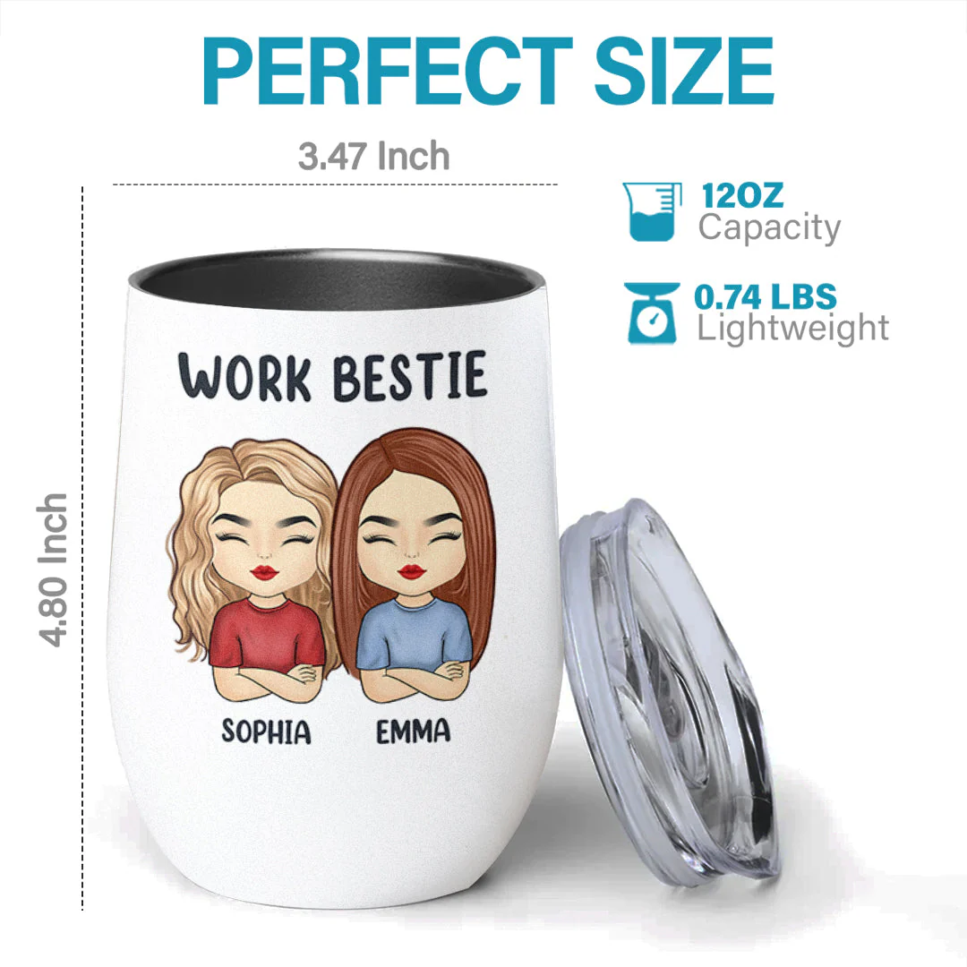 Laughing Together Since Day One - Coworker Personalized Custom Wine Tumbler - Gift For Coworkers, Work Friends, Colleagues - Image 3