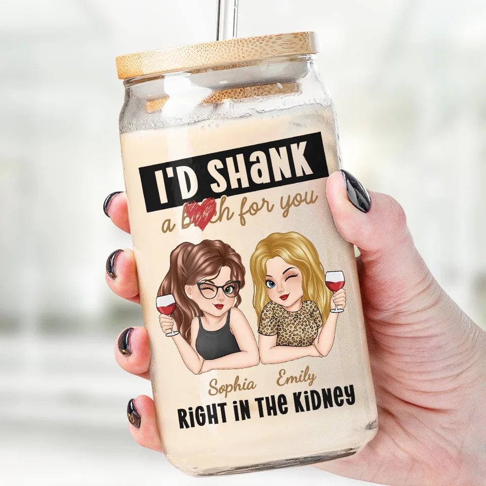 Laughing With You Is My Favorite Thing - Bestie Personalized Custom Glass Cup, Iced Coffee Cup - Christmas Gift For Best Friends, BFF, Sisters