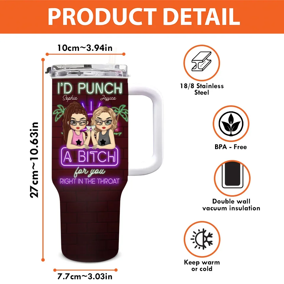 Laughter Starts With Us - Bestie Personalized Custom 40 Oz Stainless Steel Tumbler With Handle - Gift For Best Friends, BFF, Sisters - Image 4