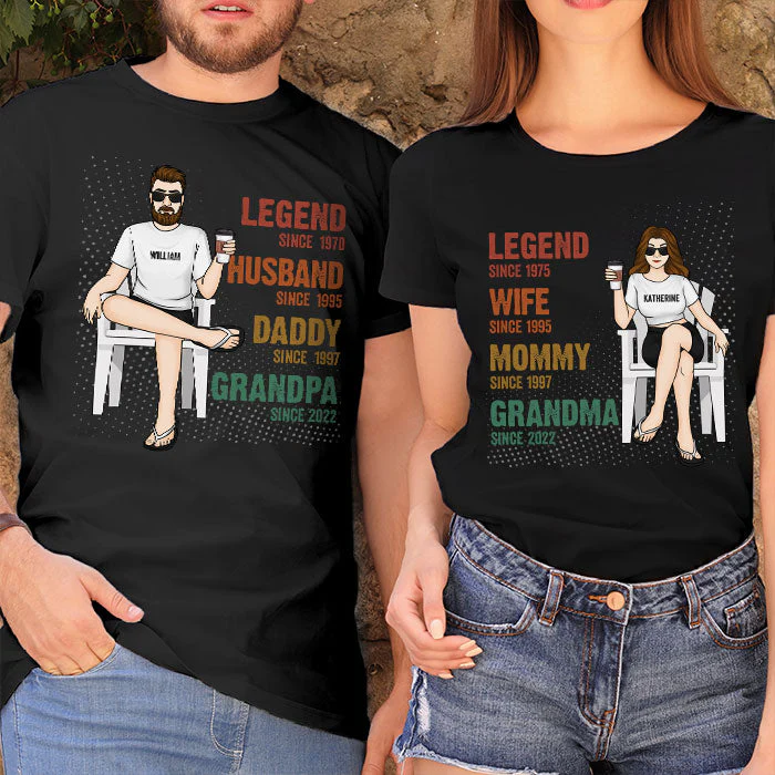 Legend Since Grandparents Since - Personalized Matching Couple T-Shirt - Gift For Couple, Husband Wife, Grandparents - Image 4