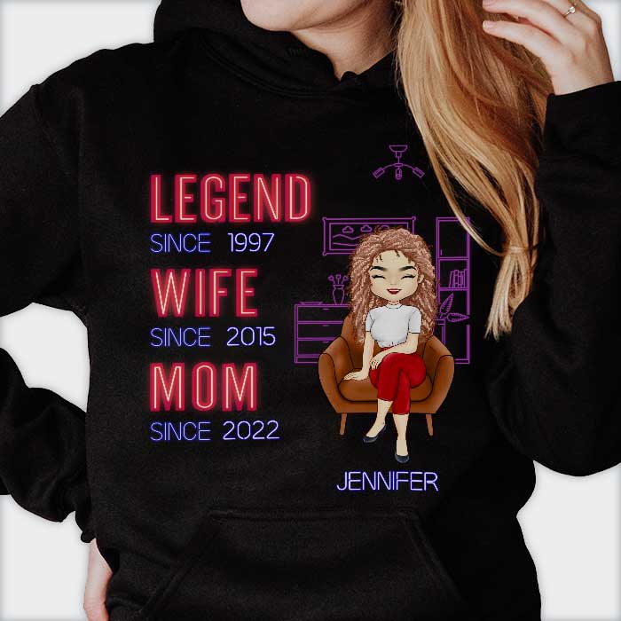 Legend Wife & Mom Since - Gift For Mom - Personalized Unisex T-Shirt, Hoodie - Image 2