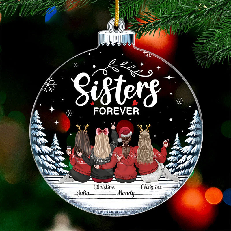 Let Us Be Elegant Or Die - Bestie Personalized Custom Ornament - Acrylic Snowball Shaped - Christmas Gift For Best Friends, BFF, Sisters - Image 2