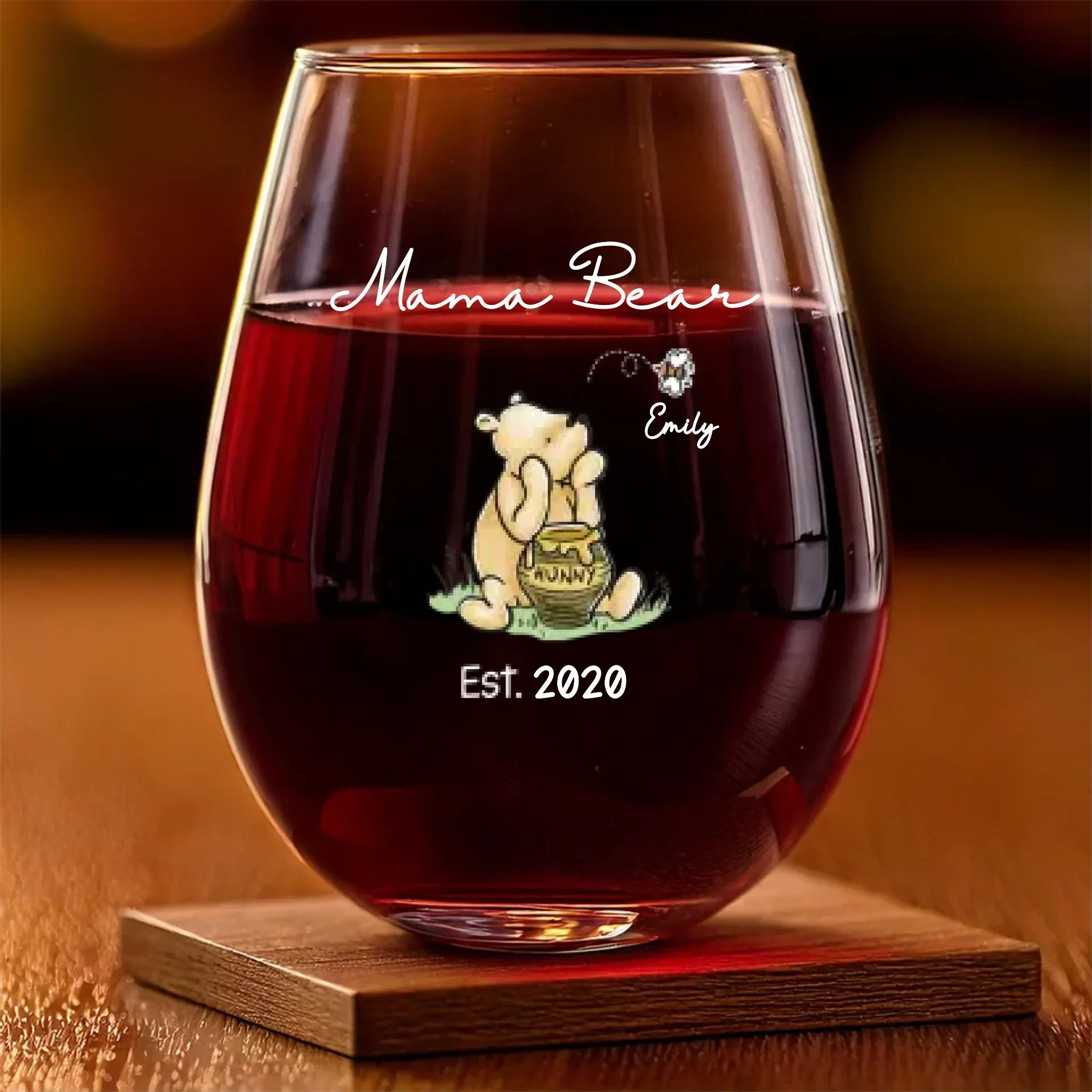 Let Your Love Be As Warm As Her Favorite Drink - Family Personalized Custom Wine Glass - Gift For Mom, Grandma - Image 2