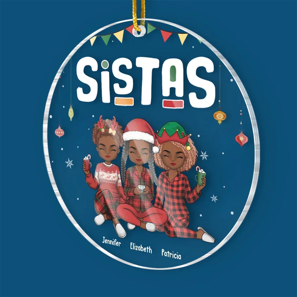 Let's Be Naughty And Save Santa The Trip - Bestie Personalized Custom Ornament - Acrylic Custom Shaped - Christmas Gift For Best Friends, BFF, Sisters - Image 3