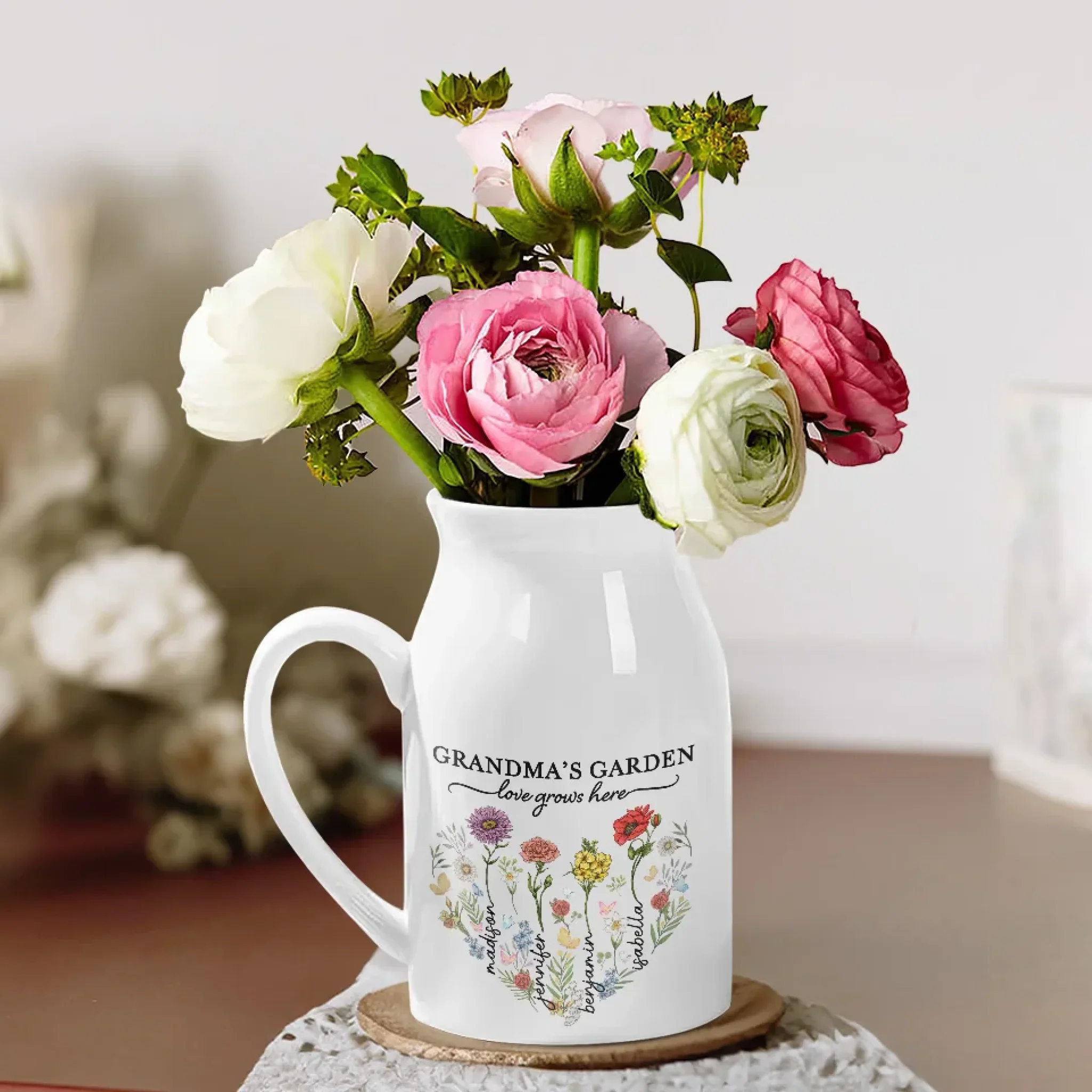 Life Doesn't Come With A Manual, It Comes With A Mother - Family Personalized Custom Home Decor Flower Vase - House Warming Gift For Mom, Grandma - Image 4