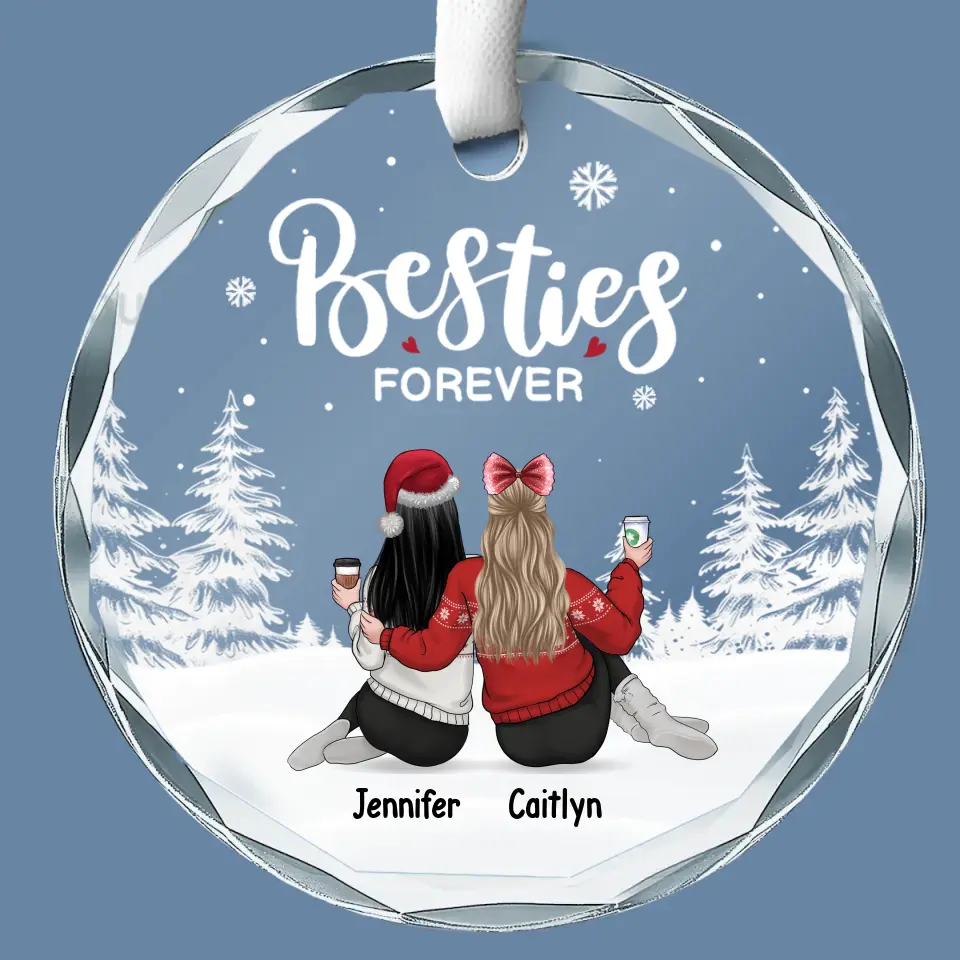 Life Is Better With True Friends - Bestie Personalized Custom Circle Glass Ornament - Christmas Gift For Best Friends, BFF, Sisters - Image 2