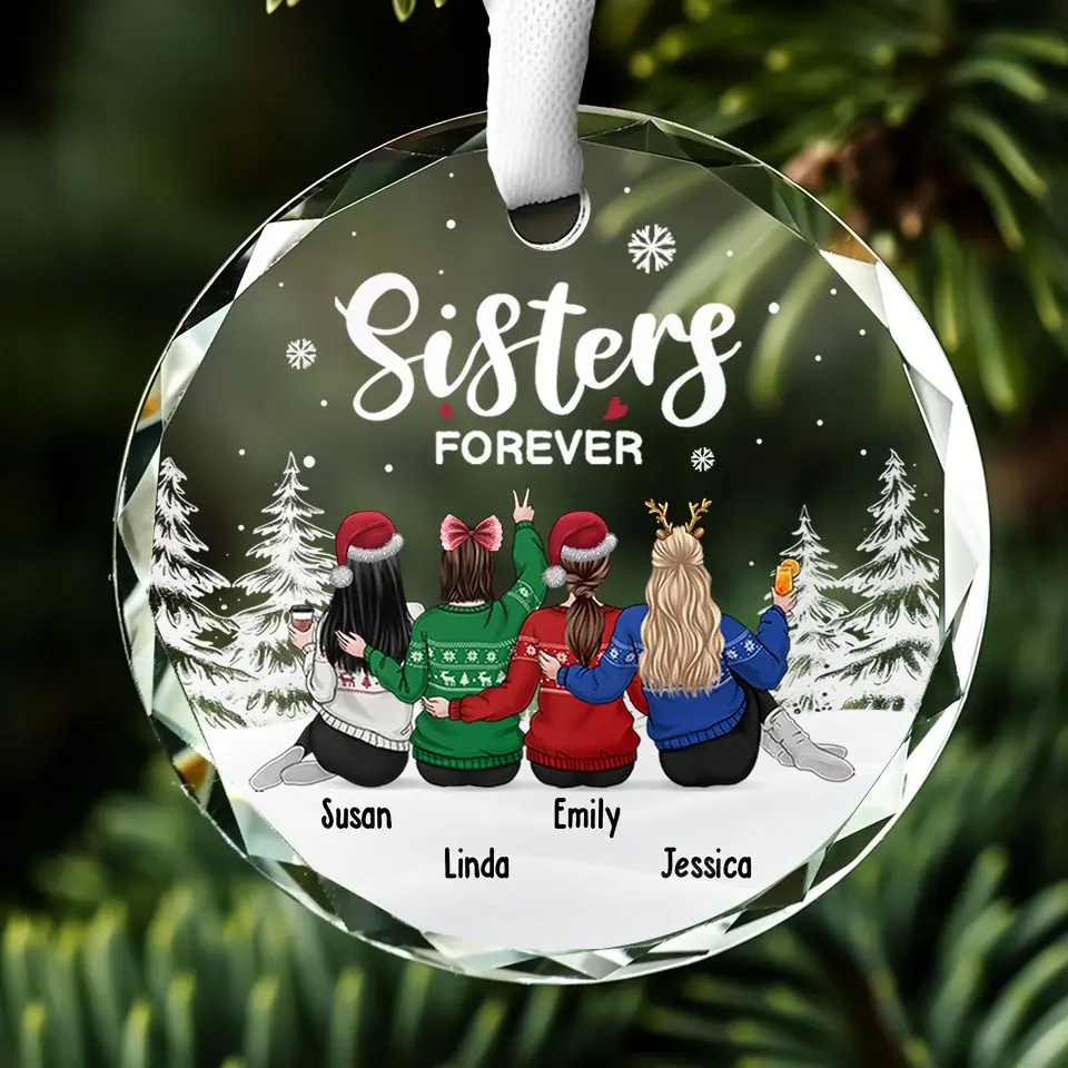 Life Is Better With True Friends - Bestie Personalized Custom Circle Glass Ornament - Christmas Gift For Best Friends, BFF, Sisters - Image 5