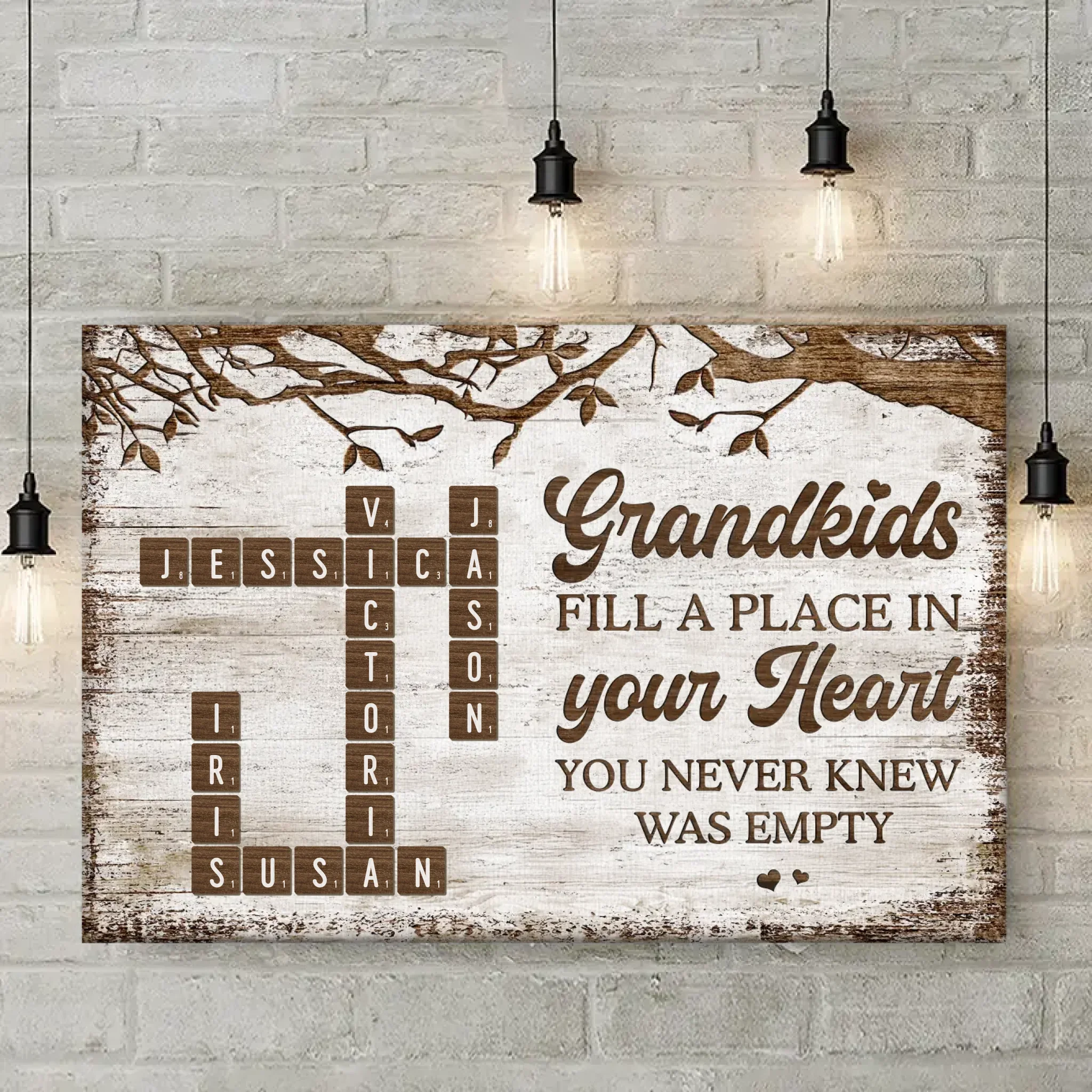 Life Is Sweeter With Grandchildren - Family Personalized Custom Horizontal Canvas - Gift For Grandma, Grandpa, Grandkid - Image 2